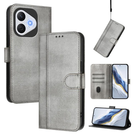 Line Splicing Buckle Retro Leather Phone Case, For Honor Power, For Honor Play 60, For Honor 400 Lite Global