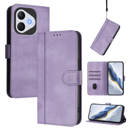 Line Splicing Buckle Retro Leather Phone Case, For Honor Power, For Honor Play 60, For Honor 400 Lite Global