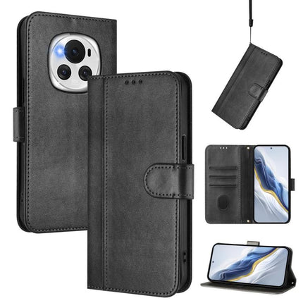 Line Splicing Buckle Retro Leather Phone Case, For Honor 200 Lite Global, For Honor Magic6 Pro, For Honor Magic6