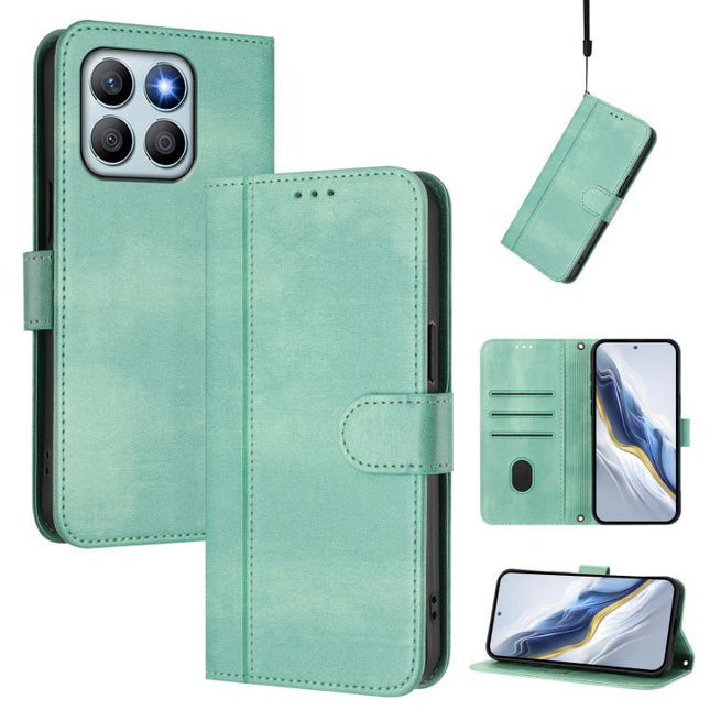 Line Splicing Buckle Retro Leather Phone Case, For Honor X8b 4G Global, For Honor X9b / Honor Magic6 Lite 5G, For Honor 100 Pro
