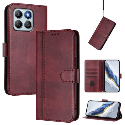 Line Splicing Buckle Retro Leather Phone Case, For Honor X8b 4G Global, For Honor X9b / Honor Magic6 Lite 5G, For Honor 100 Pro