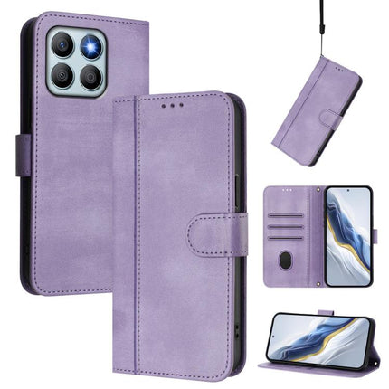 Line Splicing Buckle Retro Leather Phone Case, For Honor X8b 4G Global, For Honor X9b / Honor Magic6 Lite 5G, For Honor 100 Pro