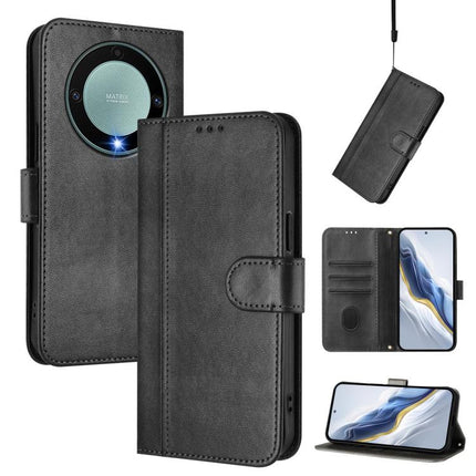 Line Splicing Buckle Retro Leather Phone Case, For Honor X9a / Magic 5 Lite / X40, For Honor 80 GT, For Honor 80