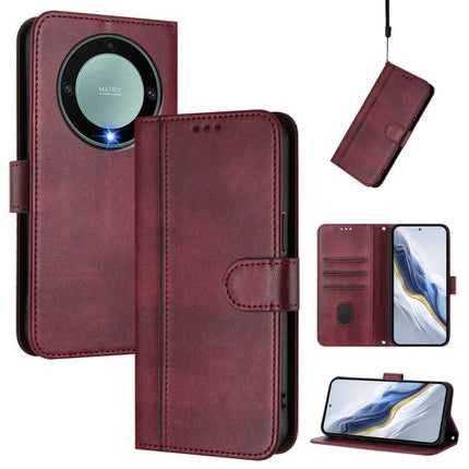 Line Splicing Buckle Retro Leather Phone Case, For Honor X9a / Magic 5 Lite / X40, For Honor 80 GT, For Honor 80