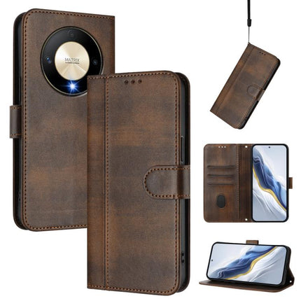 Line Splicing Buckle Retro Leather Phone Case, For Honor X8b 4G Global, For Honor X9b / Honor Magic6 Lite 5G, For Honor 100 Pro