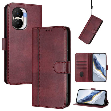Line Splicing Buckle Retro Leather Phone Case, For Honor X9 4G / X9 5G / X30 5G, For Honor X40i, For Honor 70 Pro