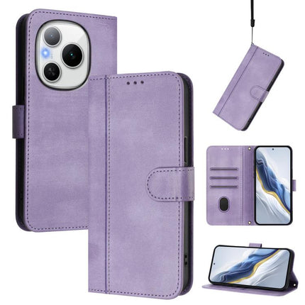 Line Splicing Buckle Retro Leather Phone Case, For Honor Power, For Honor Play 60, For Honor 400 Lite Global