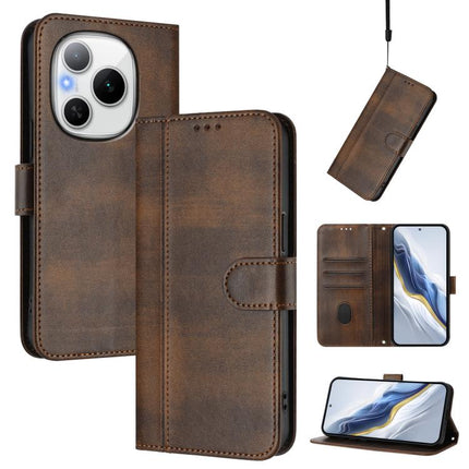 Line Splicing Buckle Retro Leather Phone Case, For Honor Power, For Honor Play 60, For Honor 400 Lite Global