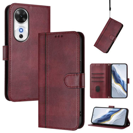 Line Splicing Buckle Retro Leather Phone Case, For Honor Power, For Honor Play 60, For Honor 400 Lite Global