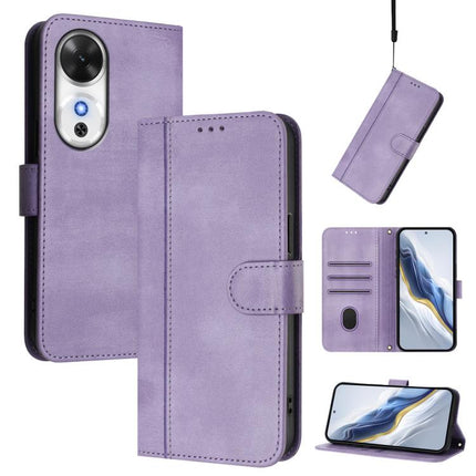 Line Splicing Buckle Retro Leather Phone Case, For Honor Power, For Honor Play 60, For Honor 400 Lite Global