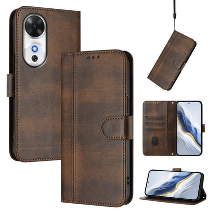 Line Splicing Buckle Retro Leather Phone Case, For Honor Power, For Honor Play 60, For Honor 400 Lite Global
