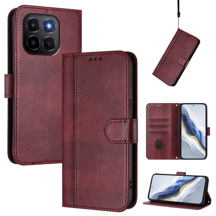 Line Splicing Buckle Retro Leather Phone Case, For Honor X5c Plus, For Honor X6c 4G, For Honor 400 Pro Global 160.8mm