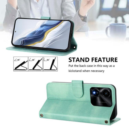 Line Splicing Buckle Retro Leather Phone Case, For Honor X5c Plus, For Honor X6c 4G, For Honor 400 Pro Global 160.8mm