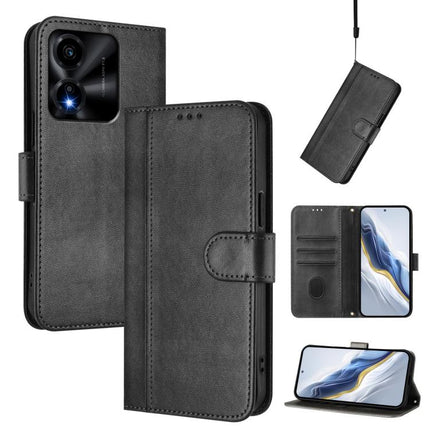 Line Splicing Buckle Retro Leather Phone Case, For Honor X5c Plus, For Honor X6c 4G, For Honor 400 Pro Global 160.8mm