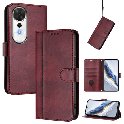 Line Splicing Buckle Retro Leather Phone Case, For Honor Magic8 Pro, For Honor Magic8, For Honor Play 70 Plus