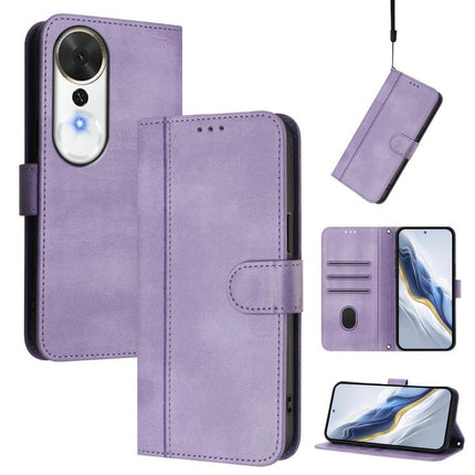Line Splicing Buckle Retro Leather Phone Case, For Honor Magic8 Pro, For Honor Magic8, For Honor Play 70 Plus
