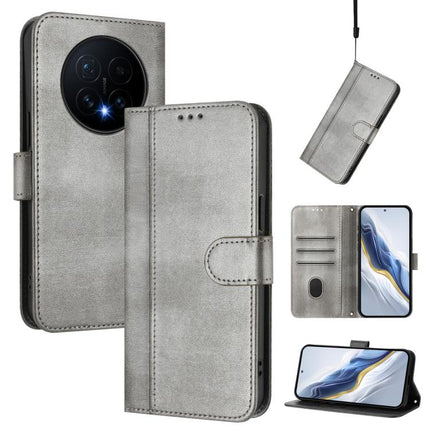 Line Splicing Buckle Retro Leather Phone Case, For Honor Magic8 Pro, For Honor Magic8, For Honor Play 70 Plus