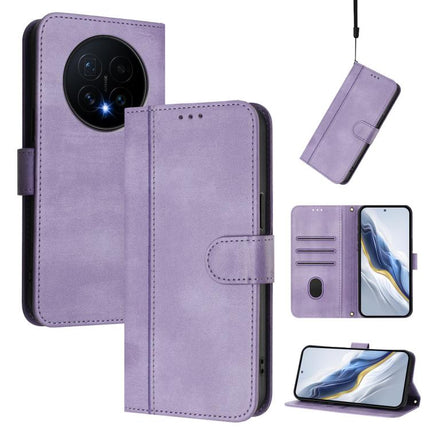 Line Splicing Buckle Retro Leather Phone Case, For Honor Magic8 Pro, For Honor Magic8, For Honor Play 70 Plus