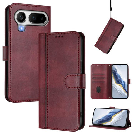 Line Splicing Buckle Retro Leather Phone Case, For Honor 600 Lite Global, For Honor Magic8 Pro Air 5G, For Honor X8d 4G
