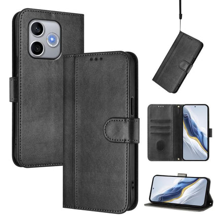 Line Splicing Buckle Retro Leather Phone Case, For Honor 600 Lite Global, For Honor Magic8 Pro Air 5G, For Honor X8d 4G