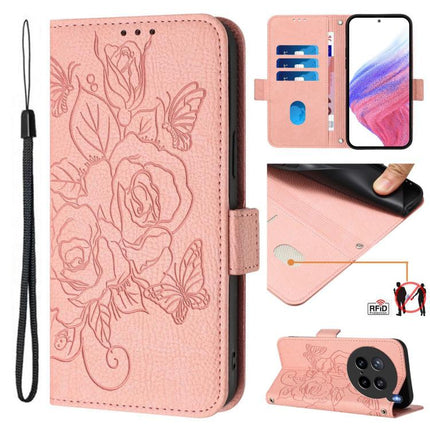Embossed Rose RFID Anti-theft Leather Phone Case, For vivo S30 Pro mini, For vivo S30, For vivo X200s 5G