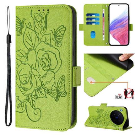Embossed Rose RFID Anti-theft Leather Phone Case, For vivo X300 Ultra, For vivo X300 Pro 5G, For vivo X300 5G, For vivo Y31 5G Global