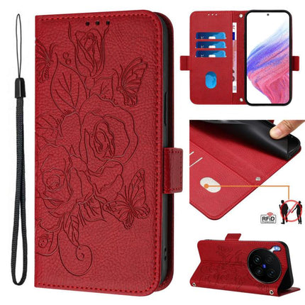 Embossed Rose RFID Anti-theft Leather Phone Case, For vivo X300 Ultra, For vivo X300 Pro 5G, For vivo X300 5G, For vivo Y31 5G Global