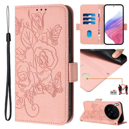 Embossed Rose RFID Anti-theft Leather Phone Case, For vivo X300 Ultra, For vivo X300 Pro 5G, For vivo X300 5G, For vivo Y31 5G Global