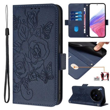 Embossed Rose RFID Anti-theft Leather Phone Case, For vivo X300 Ultra, For vivo X300 Pro 5G, For vivo X300 5G, For vivo Y31 5G Global