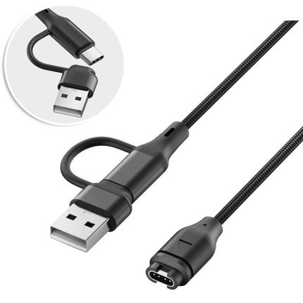 xDfind 2 in 1 Type-C and USB-A Ports Watch Charging Cable, Length: 1m, For Garmin Fenix 8 / 7X / 6S Pro