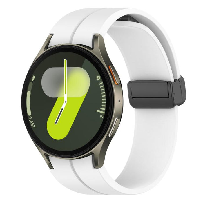 xDfind Fold Magnetic Black Buckle Silicone Watch Band, For Samsung Galaxy Watch7 / FE / 6 / 5 / 4