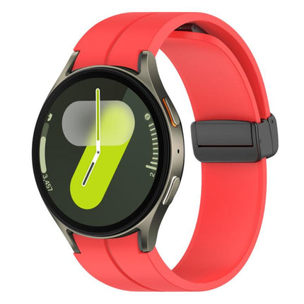 xDfind Fold Magnetic Black Buckle Silicone Watch Band, For Samsung Galaxy Watch7 / FE / 6 / 5 / 4