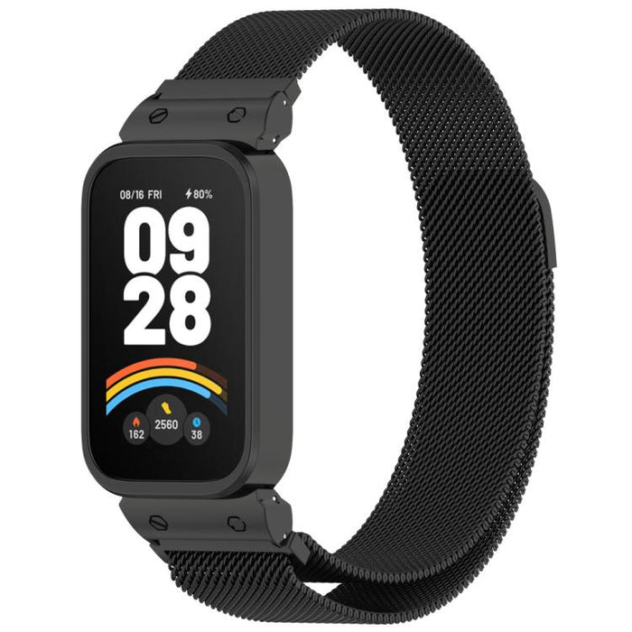 xDfind Watch Frame Integrated Milan Magnetic Metal Watch Band, For Redmi Band 3 / Xiaomi Smart Band 9 Active, For Redmi Band 2 / Xiaomi Smart Band 8 Active