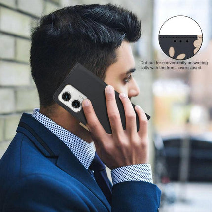 Splicing Color Hollow Flower Pattern RFID Leather Phone Case, For Motorola Moto G73
