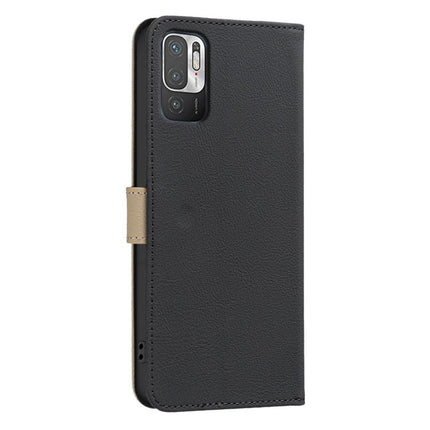 Splicing Color Hollow Flower Pattern RFID Leather Phone Case, For Xiaomi Poco M3 Pro