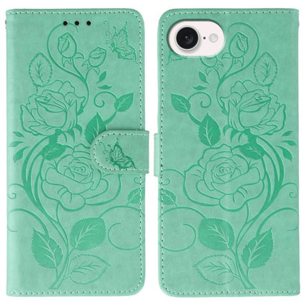 Rose Butterfly Embossed Leather Phone Case, For iPhone 17e / 16e, For iPhone 17 Pro Max, For iPhone 17 Pro, For iPhone 17
