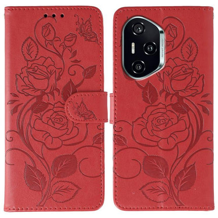 Rose Butterfly Embossed Leather Phone Case, For Honor X6c 4G, For Honor 400 Pro Global 160.8mm, For Honor 400 Lite Global, For Honor 400 Global 156.5mm