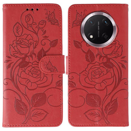 Rose Butterfly Embossed Leather Phone Case, For Honor Magic7 Lite / X9c, For Honor Magic7 Pro, For Honor X7c / Play 60 Plus, For Honor Magic6 Lite / X50 / X9b