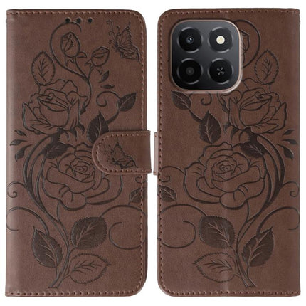 Rose Butterfly Embossed Leather Phone Case, For Honor X6c 4G, For Honor 400 Pro Global 160.8mm, For Honor 400 Lite Global, For Honor 400 Global 156.5mm