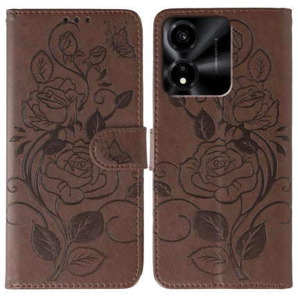 Rose Butterfly Embossed Leather Phone Case, For Honor Magic8 Pro, For Honor Magic8, For Honor X7d 5G, For Honor X5c Plus