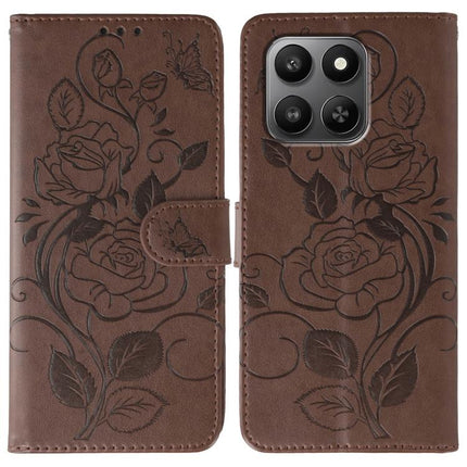 Rose Butterfly Embossed Leather Phone Case, For Honor Magic8 Pro, For Honor Magic8, For Honor X7d 5G, For Honor X5c Plus