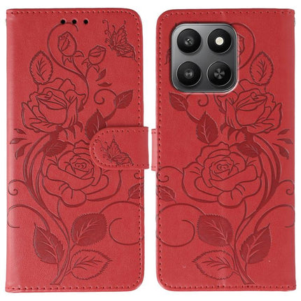Rose Butterfly Embossed Leather Phone Case, For Honor Magic8 Pro, For Honor Magic8, For Honor X7d 5G, For Honor X5c Plus