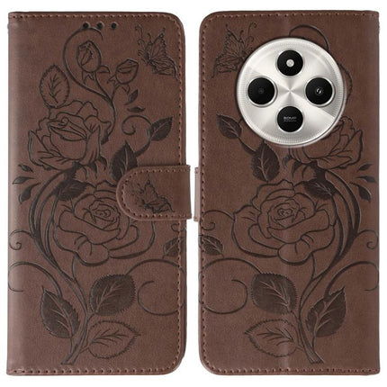 Rose Butterfly Embossed Leather Phone Case, For Redmi Turbo 4 Pro 5G / Poco F7, For Xiaomi Poco F7 Ultra / Redmi K80 Pro, For Xiaomi Poco F7 Pro / Redmi K80, For Xiaomi Poco C75 4G / Poco M7