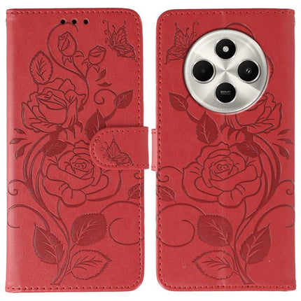 Rose Butterfly Embossed Leather Phone Case, For Redmi Turbo 4 Pro 5G / Poco F7, For Xiaomi Poco F7 Ultra / Redmi K80 Pro, For Xiaomi Poco F7 Pro / Redmi K80, For Xiaomi Poco C75 4G / Poco M7