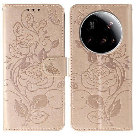 Rose Butterfly Embossed Leather Phone Case, For Xiaomi 15 Ultra, For Xiaomi Poco X7 Pro, For Xiaomi 15 Pro, For Xiaomi 15