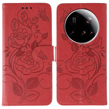 Rose Butterfly Embossed Leather Phone Case, For Xiaomi 15 Ultra, For Xiaomi Poco X7 Pro, For Xiaomi 15 Pro, For Xiaomi 15