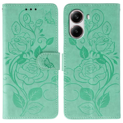Rose Butterfly Embossed Leather Phone Case, For Xiaomi 15 Ultra, For Xiaomi Poco X7 Pro, For Xiaomi 15 Pro, For Xiaomi 15