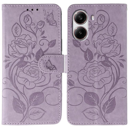 Rose Butterfly Embossed Leather Phone Case, For Xiaomi 15 Ultra, For Xiaomi Poco X7 Pro, For Xiaomi 15 Pro, For Xiaomi 15