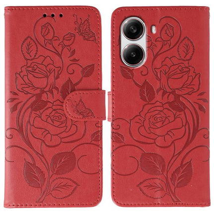 Rose Butterfly Embossed Leather Phone Case, For Xiaomi 15 Ultra, For Xiaomi Poco X7 Pro, For Xiaomi 15 Pro, For Xiaomi 15