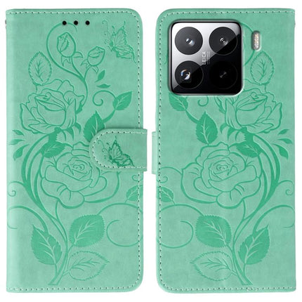 Rose Butterfly Embossed Leather Phone Case, For Xiaomi 15 Ultra, For Xiaomi Poco X7 Pro, For Xiaomi 15 Pro, For Xiaomi 15